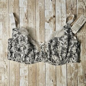 NWT Nessa Flores Balconette White Flower Bra SZ 30J